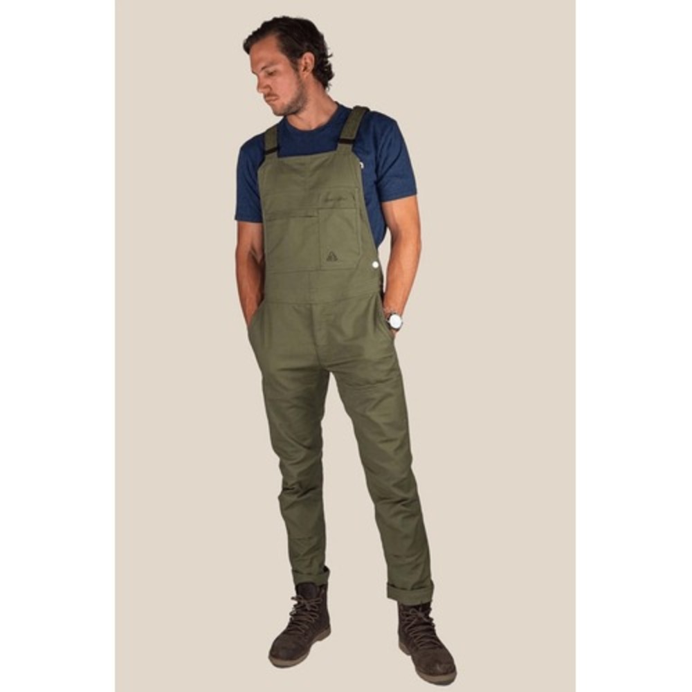 LIVSN Men's Flex Canvas Overalls Olive NWT $200 MSRP 38x30